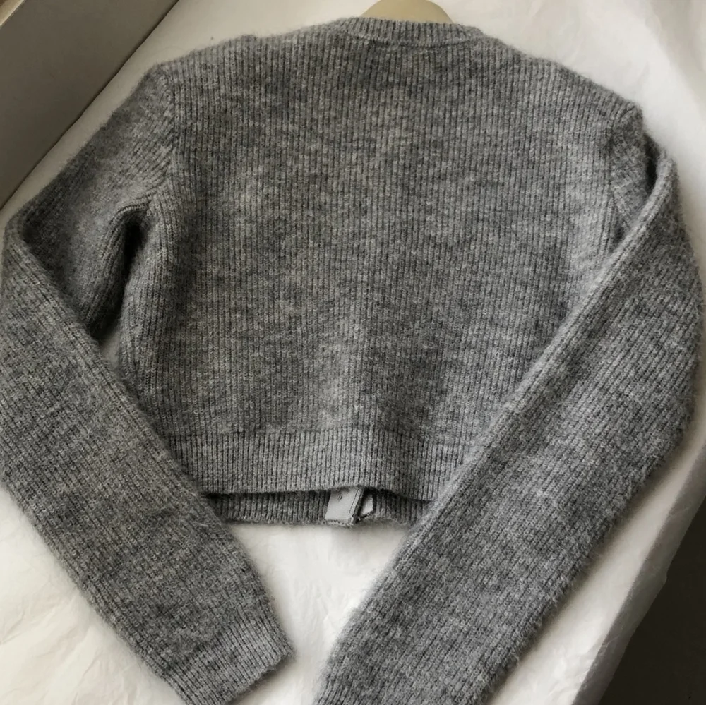 Self Portrait Grey Fluffy Crystal Trim Cardigan - Picture 13 of 13